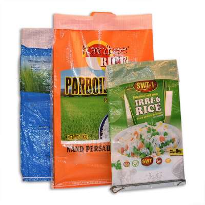 China custom print bopp laminated woven polypropylene rice packaging bag sacks 50kg dimensions